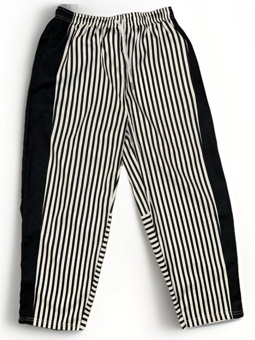 Women's Black & White Striped Track Pants